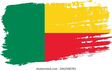 Benin-Flagge, breiter Pinselstrich auf durchsichtigem Hintergrund, Vektorgrafik.