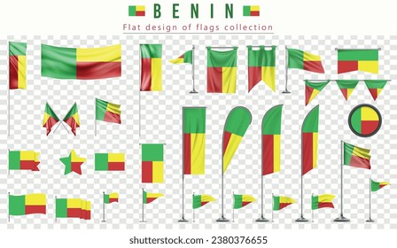benin flags set, flat design of flags Collection