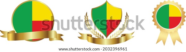 Benin Flags Symbols Countries Map Stock Vector (Royalty Free ...