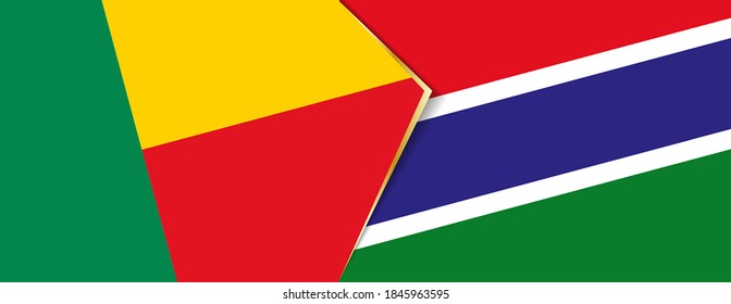 Benin and Gambia flags, two vector flags symbol of relationship or confrontation.