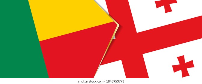 Benin and Georgia flags, two vector flags symbol of relationship or confrontation.