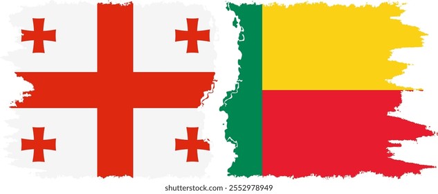 Benin and Georgia grunge flags connection, vector