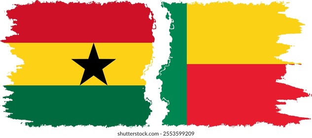 Benin and Ghana grunge flags connection, vector