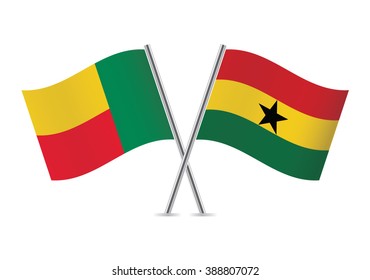 Benin and Ghanaian flags. Vector illustration.