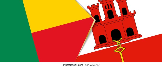 Benin and Gibraltar flags, two vector flags symbol of relationship or confrontation.