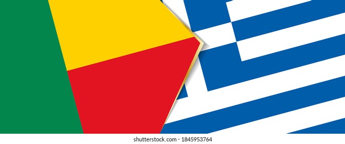 Benin and Greece flags, two vector flags symbol of relationship or confrontation.