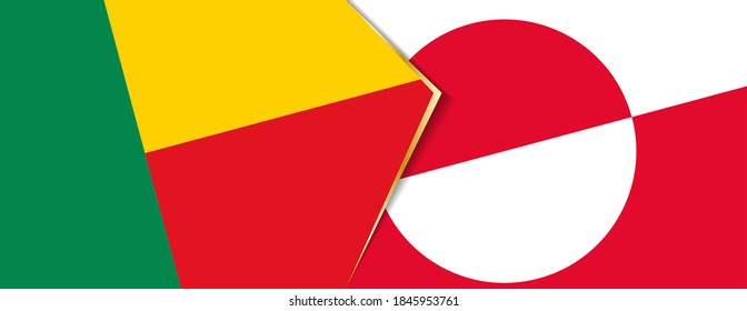 Benin and Greenland flags, two vector flags symbol of relationship or confrontation.