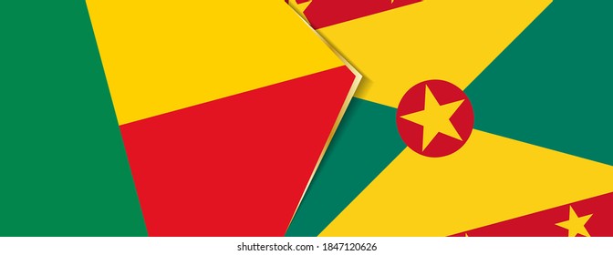 Benin and Grenada flags, two vector flags symbol of relationship or confrontation.