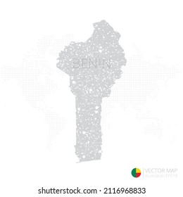 Benin grey map isolated on white background with abstract mesh line and point scales. Vector illustration eps 10