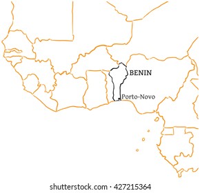 Benin hand-drawn sketch map