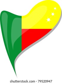 benin in heart. Icon of benin national flag. vector
