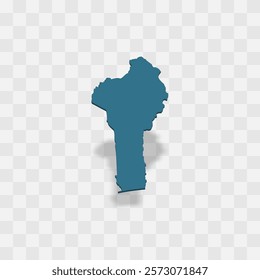 Benin high detailed vector representation of country silhouette. 3D map on transparent background with dropped shadow. For educational, decorative, or informational use.