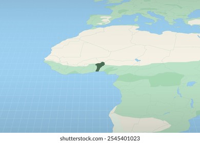 Benim destacou em um mapa detalhado, a localização geográfica do Benim. Mapa vetorial.