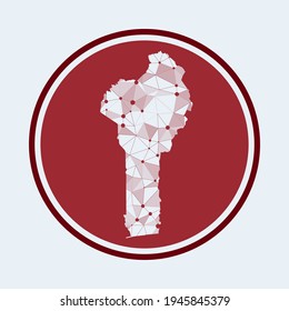 Benin icon. Trendy tech logo of the country. Geometric mesh round design. Technology, internet, network, telecommunication concept. Vector illustration.