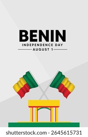 Benin Independence Day 1 August waving flag vector poster