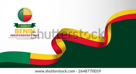 Benin independence day banner background august 1st design element with waving ribbon flag