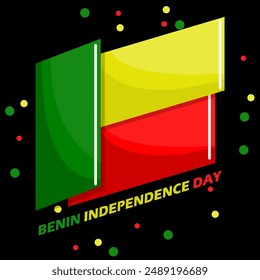 Benin Independence Day event banner. Benin flag with modern style on black background to celebrate on August 1st