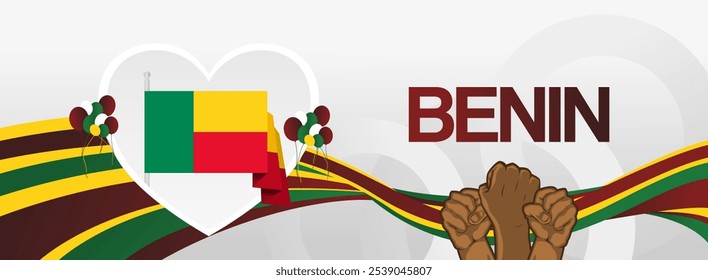 Benin Unabhängigkeitstag festliches Banner. Lebendige moderne Vorlagen für Feiertage, Grußkarten, Plakatwände und Sportveranstaltungen. 1. August. Glücklicher Nationalfeiertag von Benin