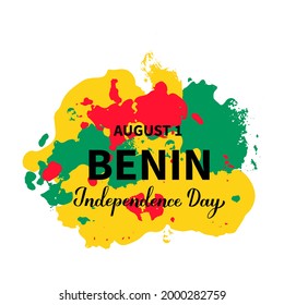 Benin Independence Day typography poster. National holiday celebrate on August 1. Easy to edit vector template for banner, flyer, sticker, greeting card, postcard, etc.