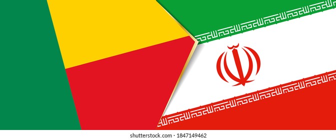 Benin und der Iran Flaggen, zwei Vektorflaggen Symbol für Beziehung oder Konfrontation.