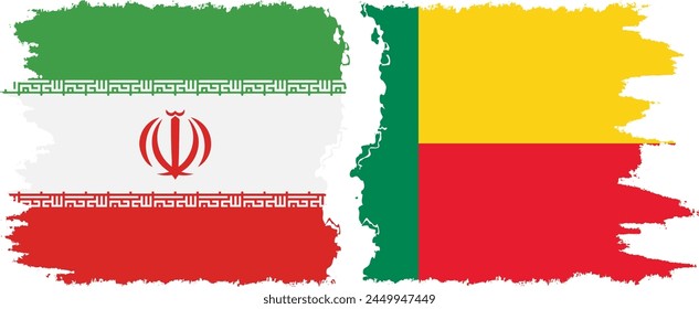 Benin und Iran Grunge Flaggen Verbindung, Vektorgrafik