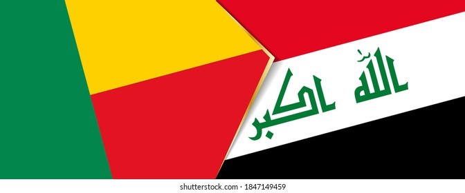 Benin und Irak Flaggen, zwei Vektorfahnen Symbol für Beziehung oder Konfrontation.