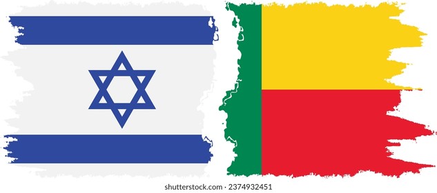 Benin and Israel grunge flags connection, vector