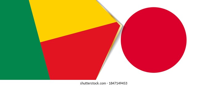 Benin und Japan Flaggen, zwei Vektorflaggen Symbol für Beziehung oder Konfrontation.