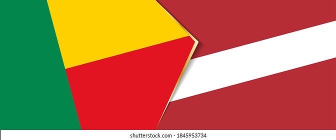 Benin and Latvia flags, two vector flags symbol of relationship or confrontation.