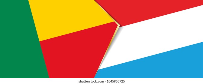 Benin and Luxembourg flags, two vector flags symbol of relationship or confrontation.