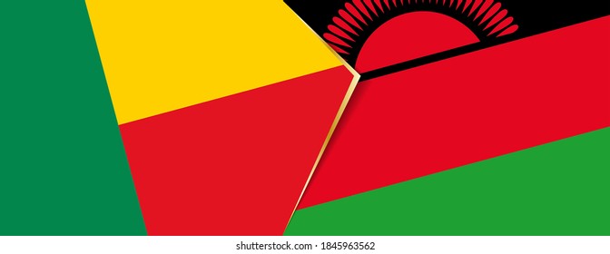 Benin und Malawi Flaggen, zwei Vektorfahnen Symbol für Beziehung oder Konfrontation.