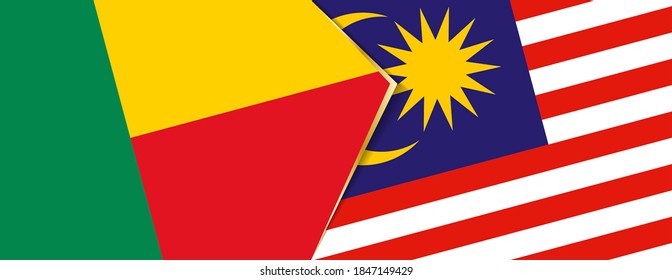 Benin und Malaysia Flaggen, zwei Vektorflaggen Symbol für Beziehung oder Konfrontation.