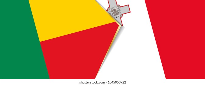 Benin und Malta Flaggen, zwei Vektorflaggen Symbol für Beziehung oder Konfrontation.