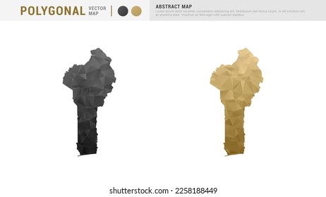 Benin map of abstract gold and black vector polygon set couple.
