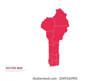 Benin Map - abstract style red isolated on white background for infographic, design vector.