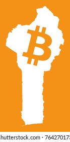 Benin map with bitcoin crypto currency symbol illustration