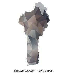benin map - Black, grey, geometric rumpled low poly style gradient graphic background, polygonal design for your. Vector illustration eps 10. 