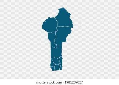 Benin map blue Color on Backgound png