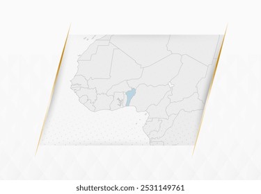 Benin Map in Blue with Gold Framed Accents. Modern Vector Map of Benin. Vector Illustration.