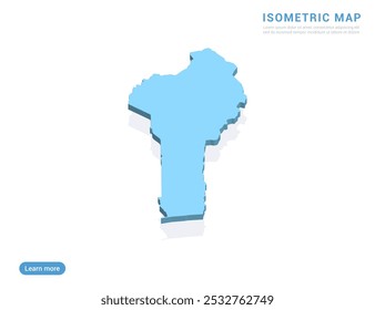 Benin map blue on white background with isometric vector.