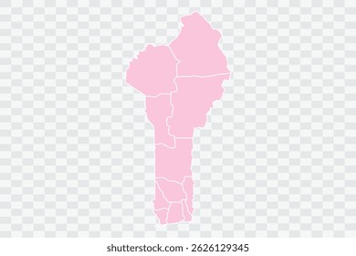 Benin Map blush Color on White Background quality files Png