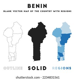 Benin map. Borders of Benin for your infographic. Vector country shape. Vector illustration.