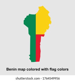 Benin map colored with flag colors isolated vector illustration