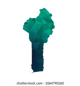 Benin map - Colorful Polygonal map of Benin rumpled triangular low poly style gradient graphic background , Vector illustration eps 10.