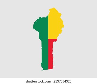 Benin Map Flag. Map of Benin with the Beninese country flag. Vector illustration
