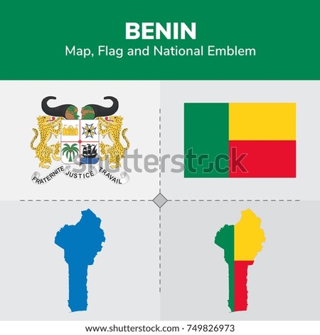 Benin Map, Flag and National Emblem 