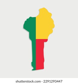 benin map with flag on gray background