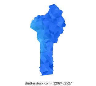 Benin map in geometric blue polygonal style modern design on white background. Vector illustration.