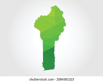 Benin Map Green Color on white background polygonal