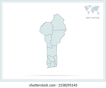 Benin map green vector on white background.